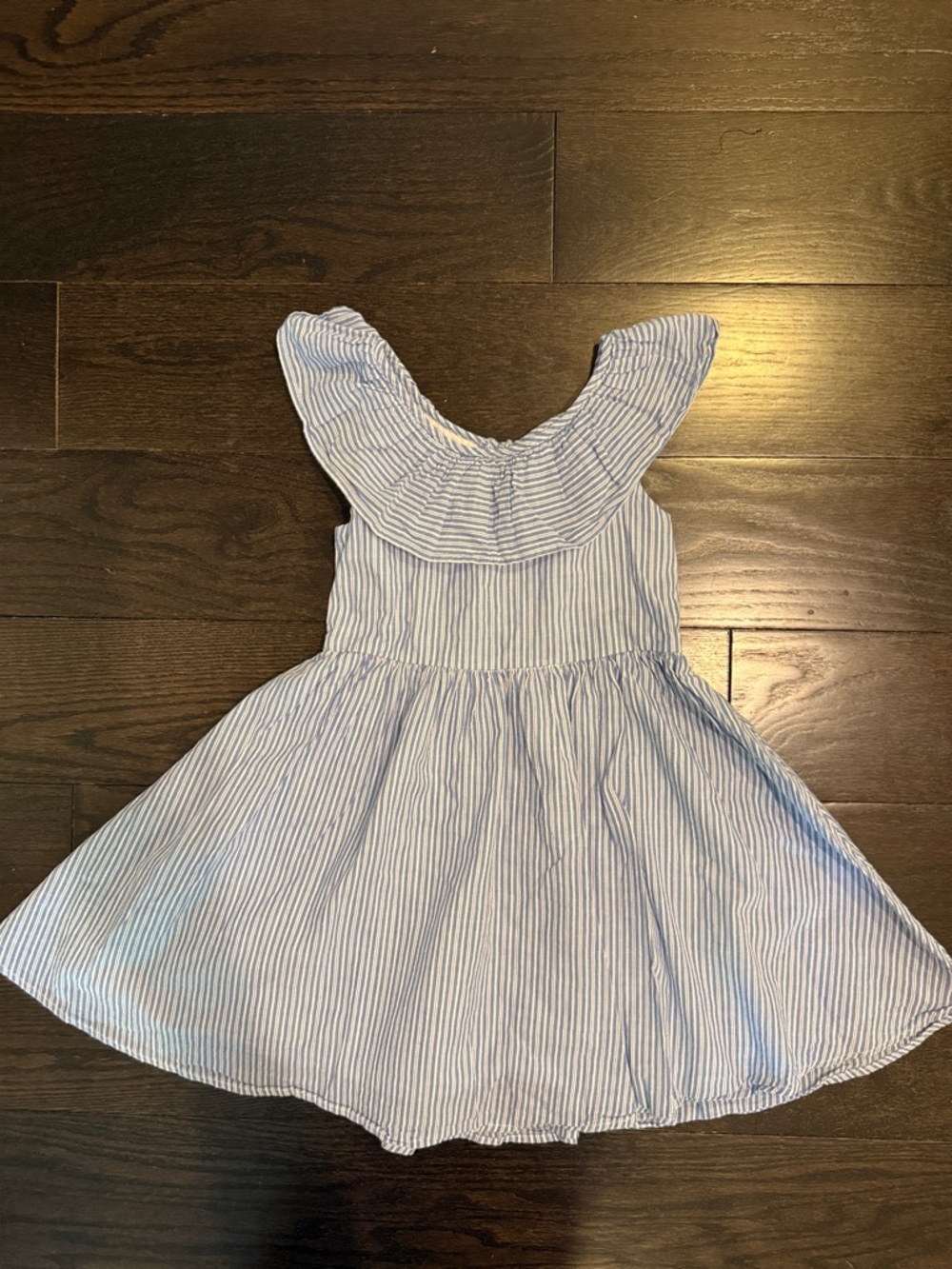 Girls' Blue Stripe Ruffled Sundress